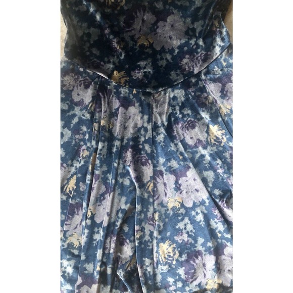 FREE W/PURCH Kimchi Blue Urban Outfitter Blue Floral Velour S-Sleeve Dress Small - Picture 6 of 7